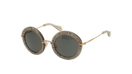 משקפי שמש מיו מיו לנשים SMU 13N חום עגולות, oversized - אוברסייז