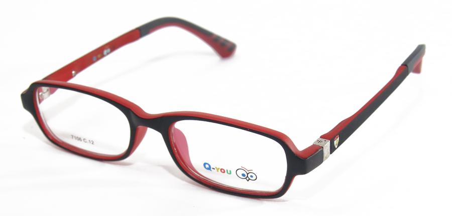 משקפי ילדים ראיה קיו יו 7106 שחור, אדום אובאליות, עגולות