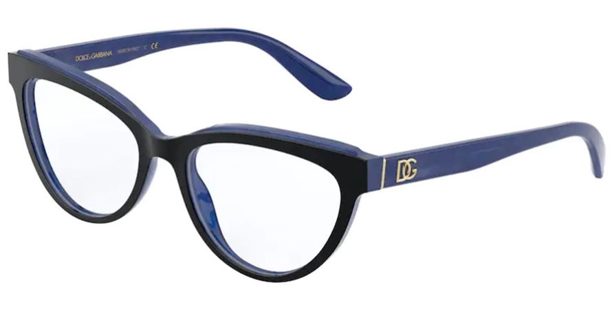 משקפי ראיה דולצ'ה גבנה לנשים DG 3332 כחול, מבריק, שחור חתולי, עגולות