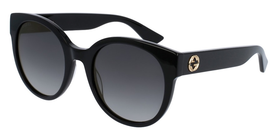 משקפי שמש גוצ'י לנשים GG0035S מבריק, שחור עגולות