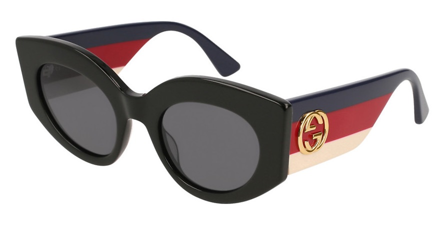 משקפי שמש גוצ'י לנשים GG0275S אדום, כחול, לבן, מבריק, שחור מרובעות