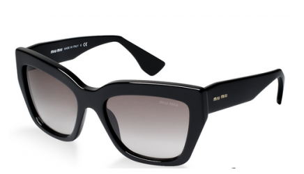 משקפי שמש מיו מיו לנשים SMU 01P שחור חתולי, מרובעות, oversized - אוברסייז