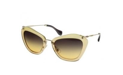משקפי שמש מיו מיו לנשים SMU 10N זהב חתולי, oversized - אוברסייז