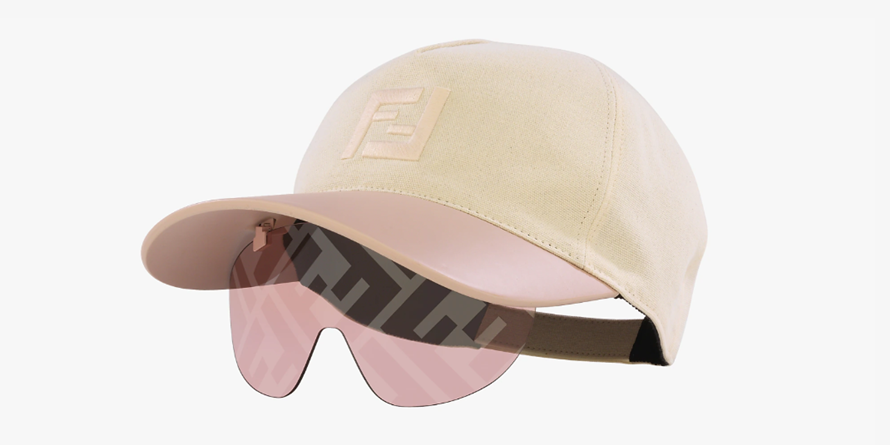 משקפי שמש פנדי כובע כולל מסכת שמש מתקפלת FE40022U ורוד, קרם
