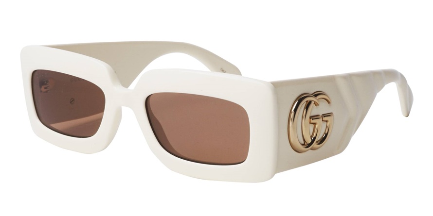 משקפי שמש גוצ'י לנשים GG0811S לבן, מבריק מרובעות